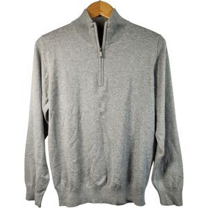 LL Bean Sweater 1/4 quarter Sz Med Zip Long Sleeve Cotton Cashmere Pullover